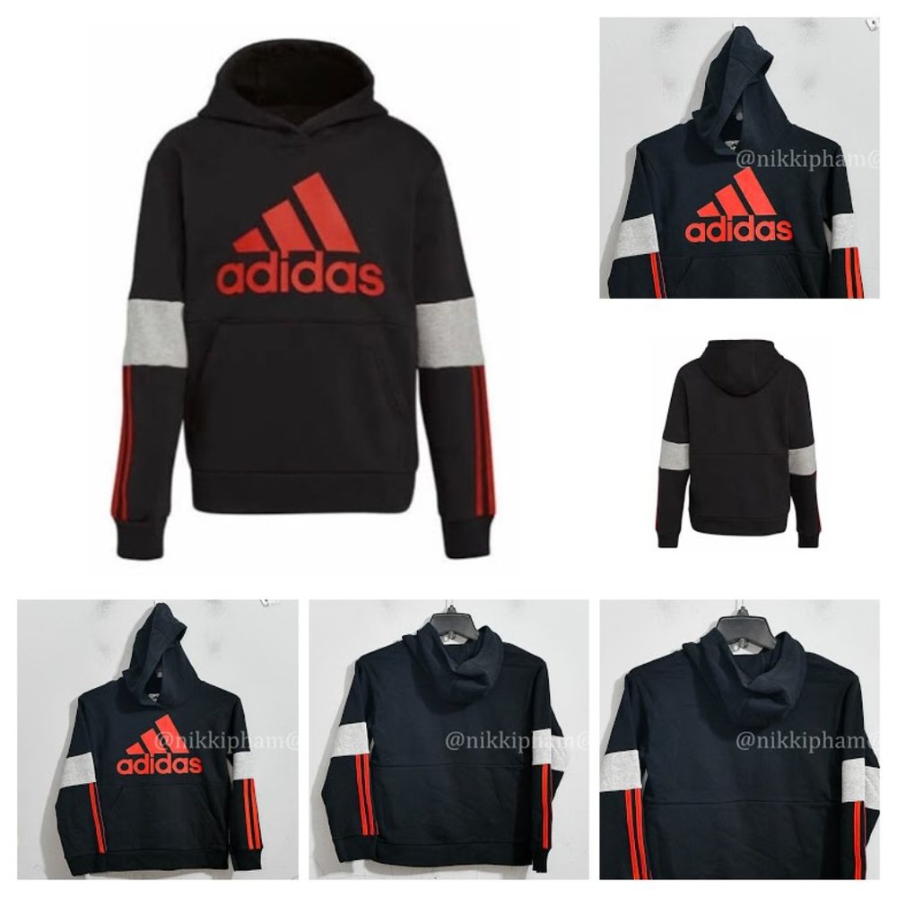 Adidas Boys' Youth Pullover Fleece Hoodies in BLACK